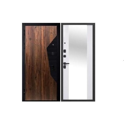 Дверь входная металлическая Дверная биржа Цитадель Геометрия/эмалит белый+зеркало. Фото в интернет-магазине Большой