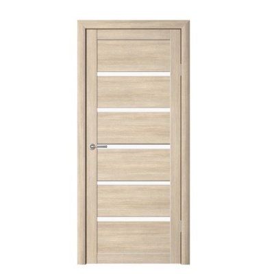 Дверь межкомнатная. Коллекция Мегаполис, модель "Вена" (стекло мателюкс), экошпон. Цвет лиственница мокко. Фото в интернет-магазине Большой