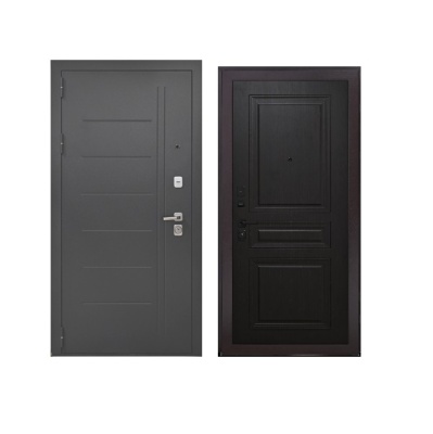 Дверь входная металлическая Дверьберг Букле черный/дуб шоколад К2. Фото в интернет-магазине Большой