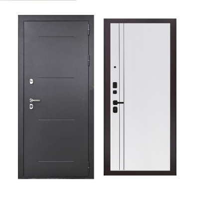 Дверь входная металлическая Дверьберг Термо серебро/велютто бьянко К7. Фото в интернет-магазине Большой