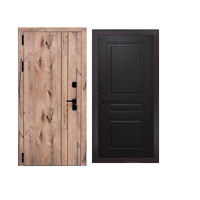 Дверь входная металлическая Дверьберг Вертикаль WOOD/дуб шоколад К2. Фото в интернет-магазине Большой