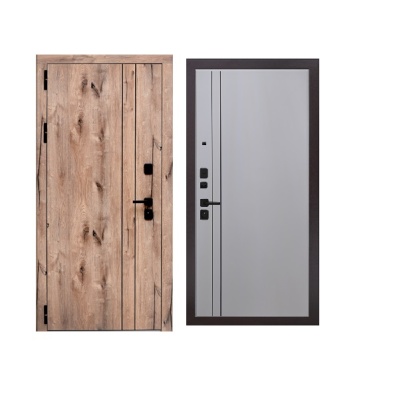 Дверь входная металлическая Дверьберг Вертикаль WOOD/велютто ферро К7. Фото в интернет-магазине Большой