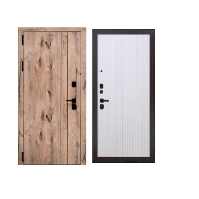 Дверь входная металлическая Дверьберг Вертикаль WOOD/велютто бьянко К5. Фото в интернет-магазине Большой