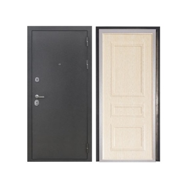 Дверь входная металлическая Дверьберг Термо серебро/дуб белый  К2. Фото в интернет-магазине Большой