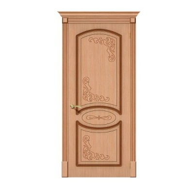 Дверь межкомнатная. Модель Овал. Цвет дуб. Фото в интернет-магазине Большой