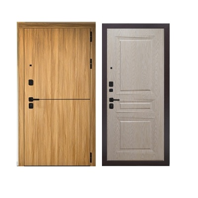 Дверь входная металлическая Дверьберг Горизонт дуб сиена янтарный/дуб белый К2. Фото в интернет-магазине Большой