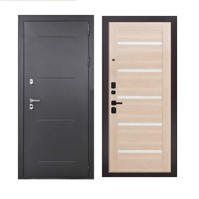 Дверь входная металлическая Дверьберг Термо серебро/капучино 118 Б. Фото в интернет-магазине Большой