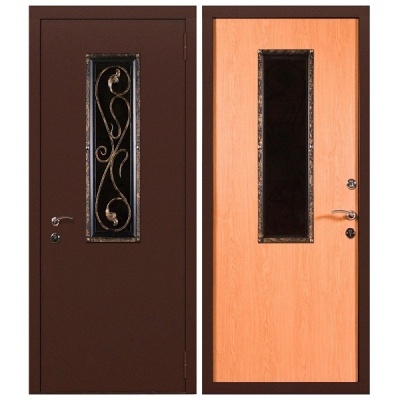 Дверь входная металлическая с ковкой Бастион СД-16 дуб арден. Фото в интернет-магазине Большой