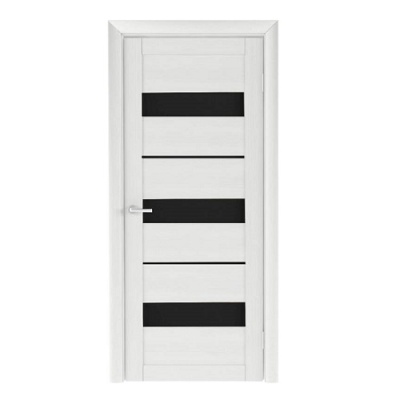 Дверь межкомнатная. Коллекция Trend Doors, модель "Тренд 7" (стекло черное), EcoTex. Цвет лиственница белая. Фото в интернет-магазине Большой