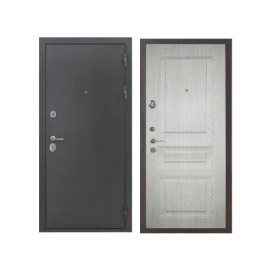 Дверь входная металлическая Дверьберг Термо серебро/эмаль белая 2530. Фото в интернет-магазине Большой