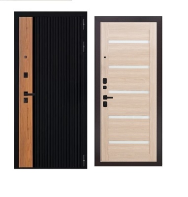 Дверь входная металлическая Дверьберг Тренд черная шагрень/капучино 118Б. Фото в интернет-магазине Большой