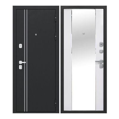 Дверь входная металлическая Дверная биржа Цитадель LUXOR 2мм букле черный/зеркало. Фото в интернет-магазине Большой