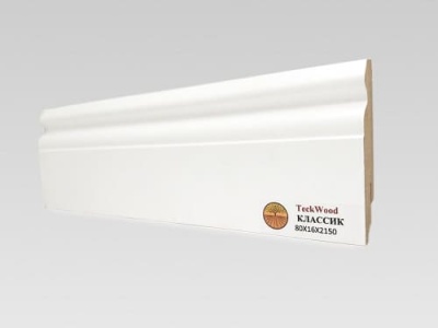 Плинтус МДФ TeckWood Белый Классик 80*16*2150 мм
