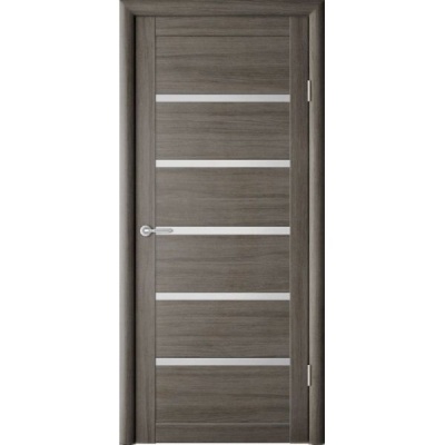 Дверь межкомнатная. Коллекция Мегаполис, модель "Вена" (стекло мателюкс), экошпон. Цвет кедр серый. Фото в интернет-магазине Большой