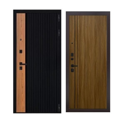 Дверь входная металлическая Дверьберг Тренд черная шагрень/дуб сиена К7. Фото в интернет-магазине Большой