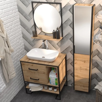 Мебель для ванной комнаты 1 Марка. Коллекция "Grunge Loft" 2я/2п дуб вотан