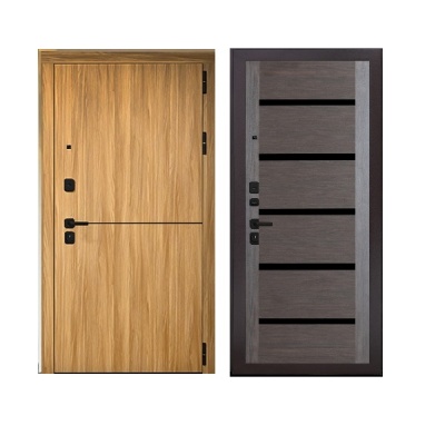 Дверь входная металлическая Дверьберг Горизонт дуб сиена янтарный/венге 118Т. Фото в интернет-магазине Большой