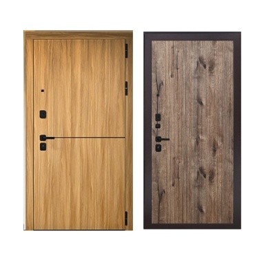 Дверь входная металлическая Дверьберг Горизонт дуб сиена янтарный/дуб канадский К5. Фото в интернет-магазине Большой