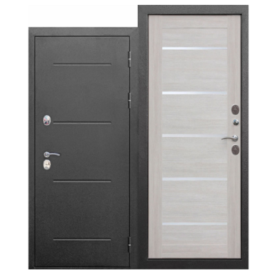 Дверь входная металлическая Дверная биржа Цитадель Изотерма 11 см серебро/лиственница беж царга. Фото в интернет-магазине Большой